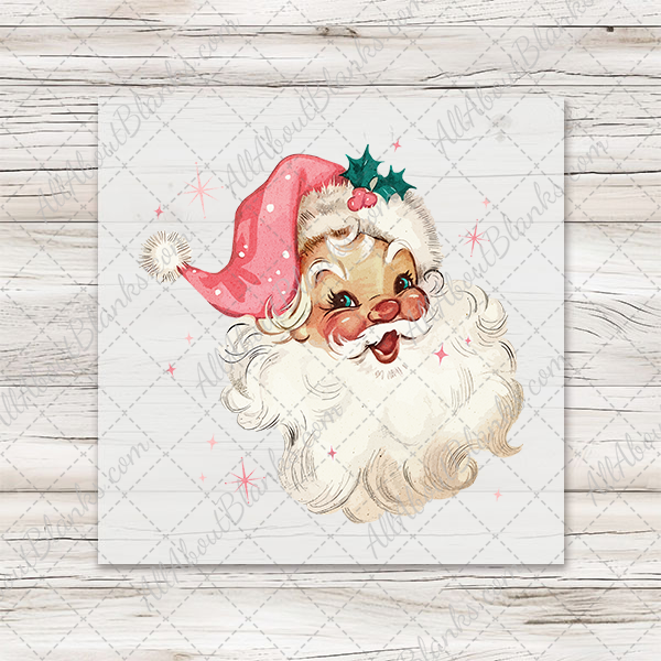 Retro Pink Santa Face Transfer - T-SHIRT SIZE