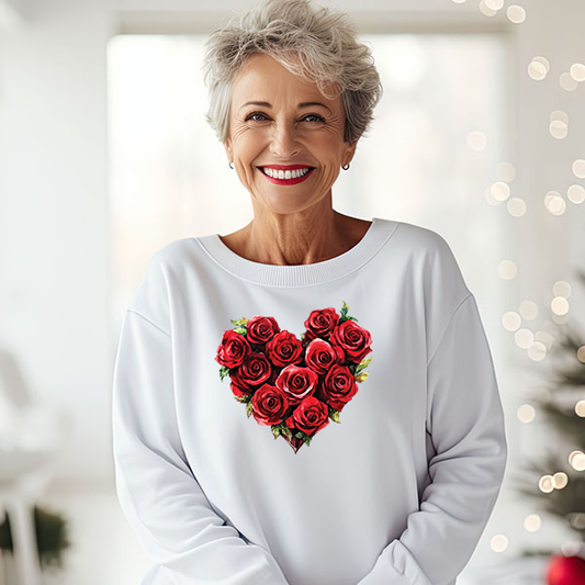 Roses Valentine Heart DTF Transfer - T-SHIRT SIZE