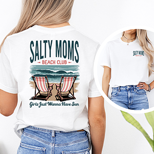 Salty Moms Beach Club Transfer - T-SHIRT SIZE