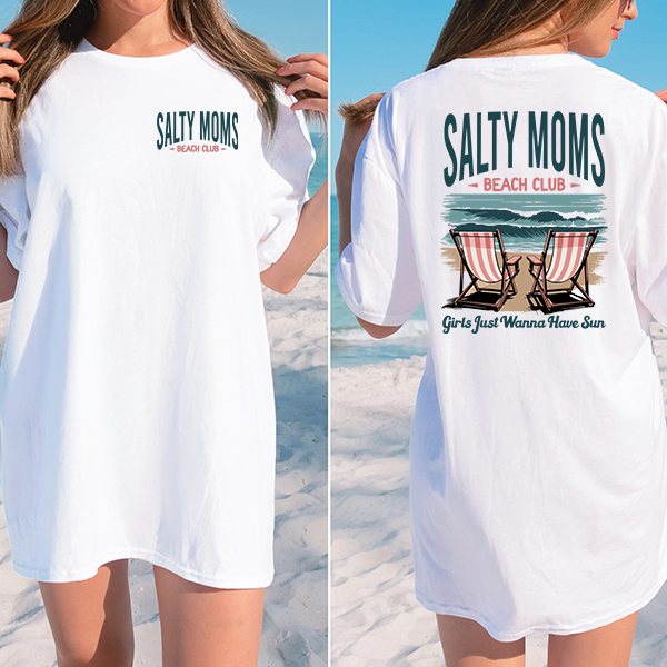 Salty Moms Beach Club Transfer - T-SHIRT SIZE