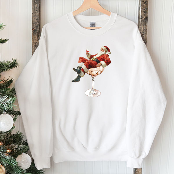 Santa Claus In Cocktail Transfer - T-SHIRT SIZE