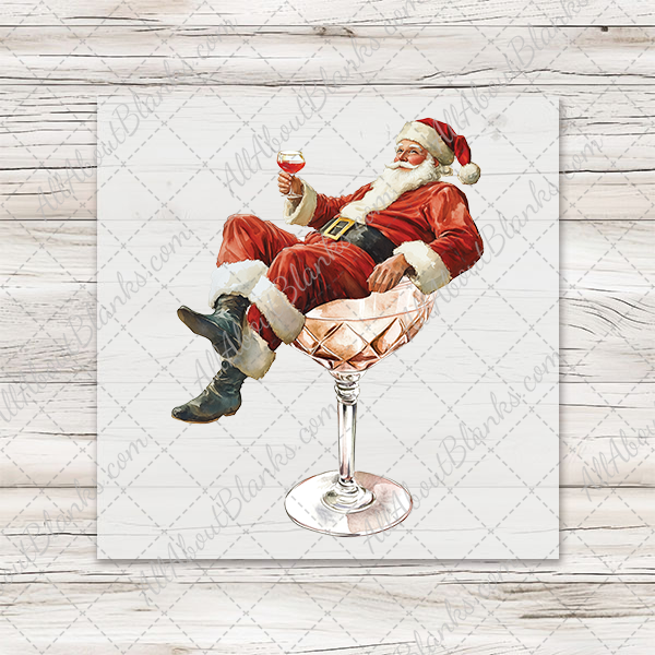 Santa Claus In Cocktail Transfer - T-SHIRT SIZE