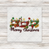 Sewing Machine Trio Merry Christmas Transfer - T-SHIRT SIZE