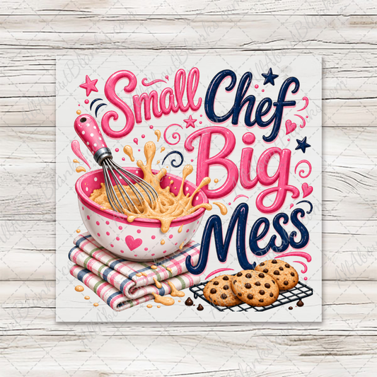 Small Chef Big Mess Transfer - Pink