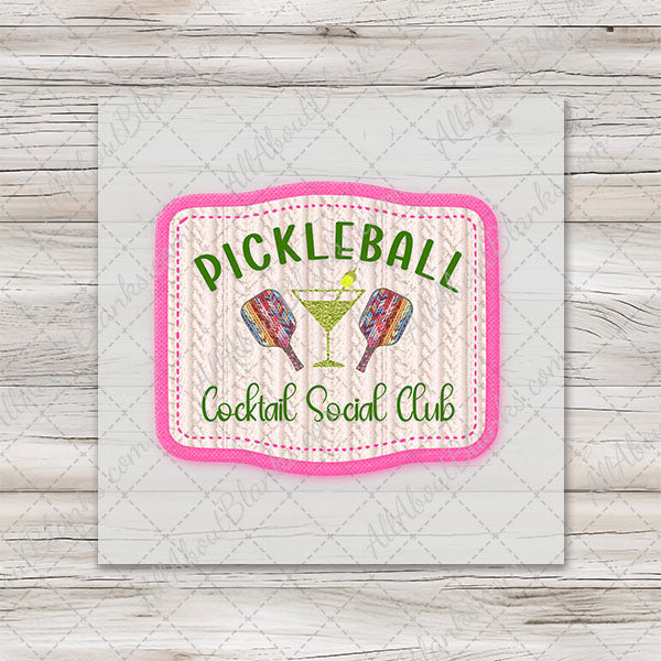 Pickleball Cocktail Club DTF Transfer - TOTE BAG SIZE