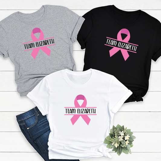 CUSTOM PERSONALIZED Split Pink Ribbon Transfers