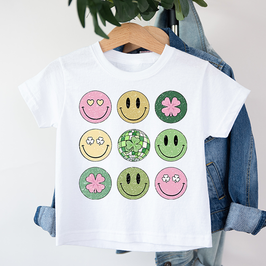St Patricks Day Smiley Faces Transfer - T-SHIRT SIZE