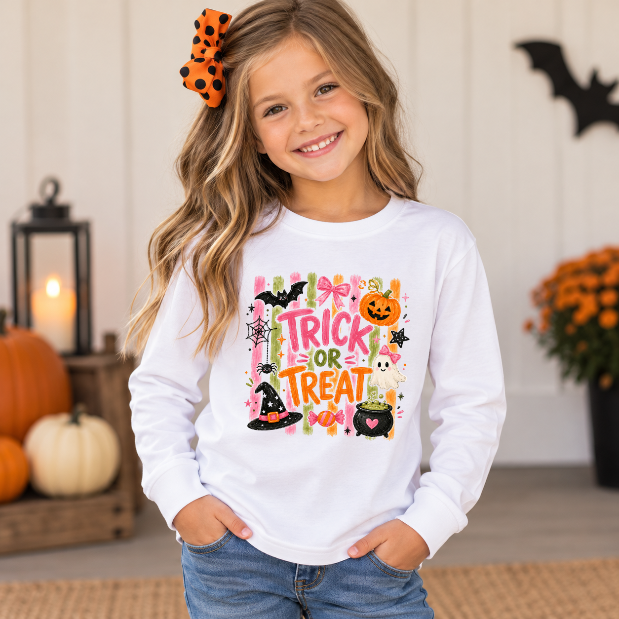 Striped Brushstroke Trick Or Treat Transfer