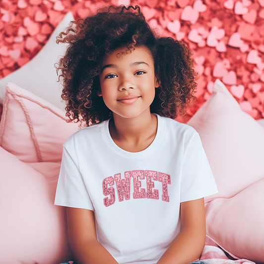 Sweet Faux Glitter DTF Transfer - T-SHIRT SIZE