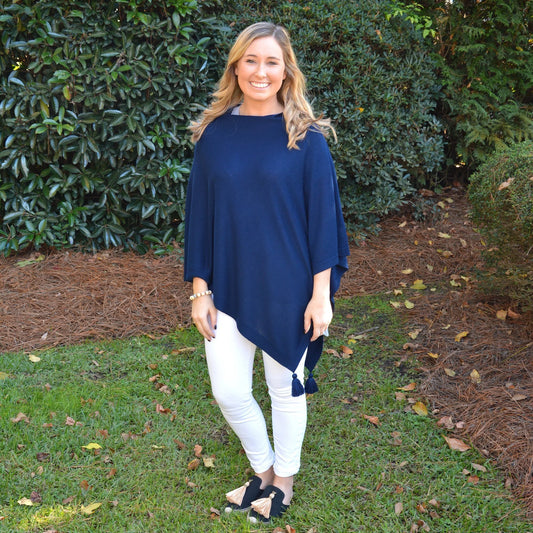 Knit Tassel Poncho