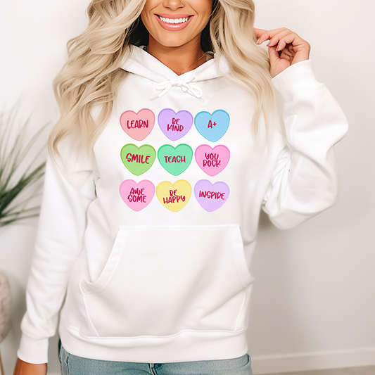 Teacher Candy Hearts Transfer - T-SHIRT SIZES