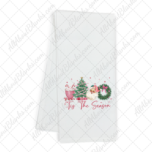 Tis The Season Pink Vintage Christmas Transfer