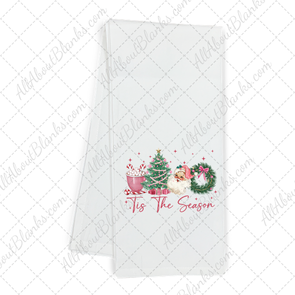 Tis The Season Pink Vintage Christmas Transfer
