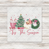 Tis The Season Pink Vintage Christmas Transfer