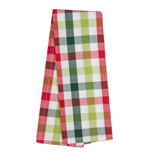 Tri-Color Plaid Kitchen Towel - Red/Green/Lime