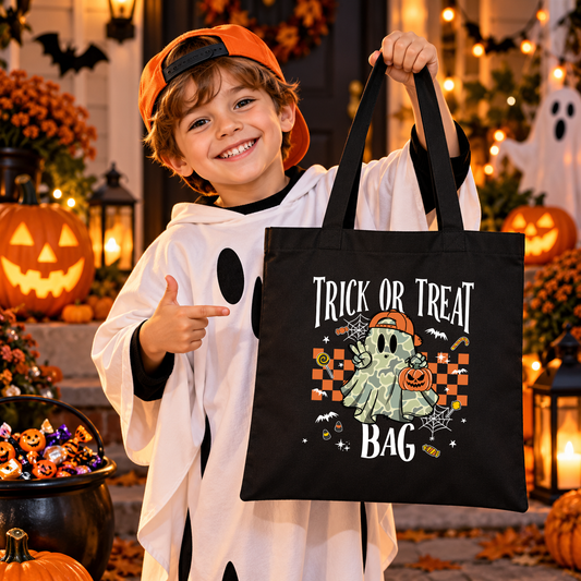 Trick Or Treat Bag - Boy Camo Ghost Transfer