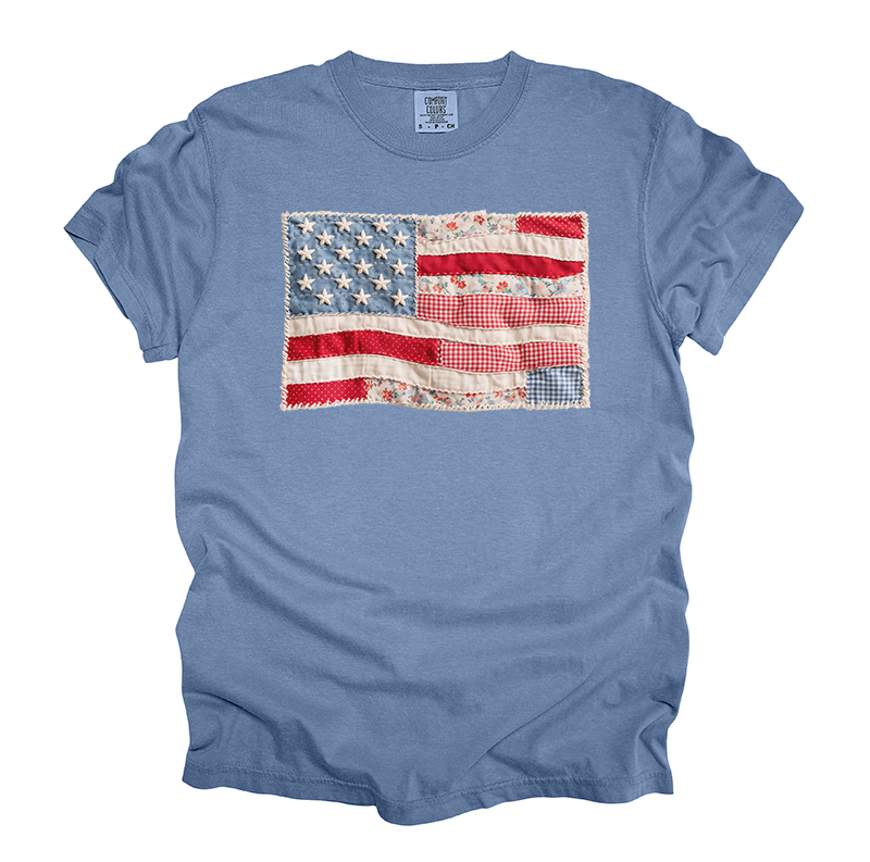 Patchwork Americana Flag - ADULT TEE