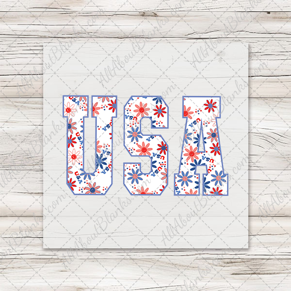 USA Retro Flowers Transfer