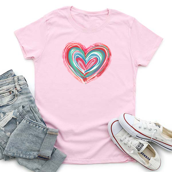 Valentines Day Multi Color Brushstroke Heart DTF Transfer