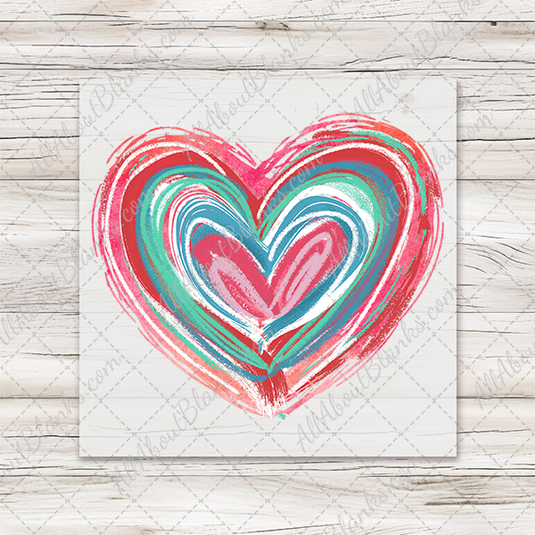 Valentines Day Multi Color Brushstroke Heart DTF Transfer