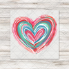 Valentines Day Multi Color Brushstroke Heart DTF Transfer - T-SHIRT SIZE