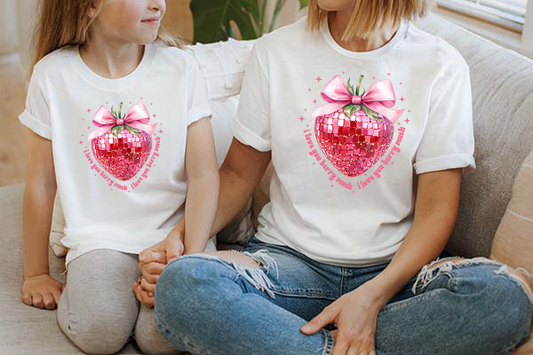 Valentines Strawberry Coquette DTF Transfer - T-SHIRT SIZE