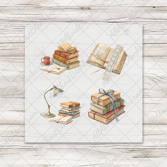 Vintage Books Watercolor Set 1 - COCKTAIL NAPKIN SIZE