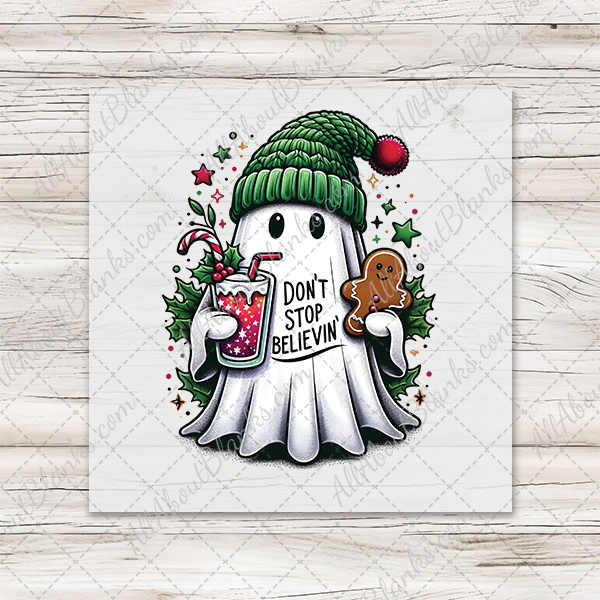 Christmas Vintage Ghost Transfer - T-SHIRT SIZE