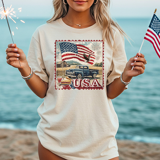Vintage USA Stamp Transfer - T-SHIRT SIZE