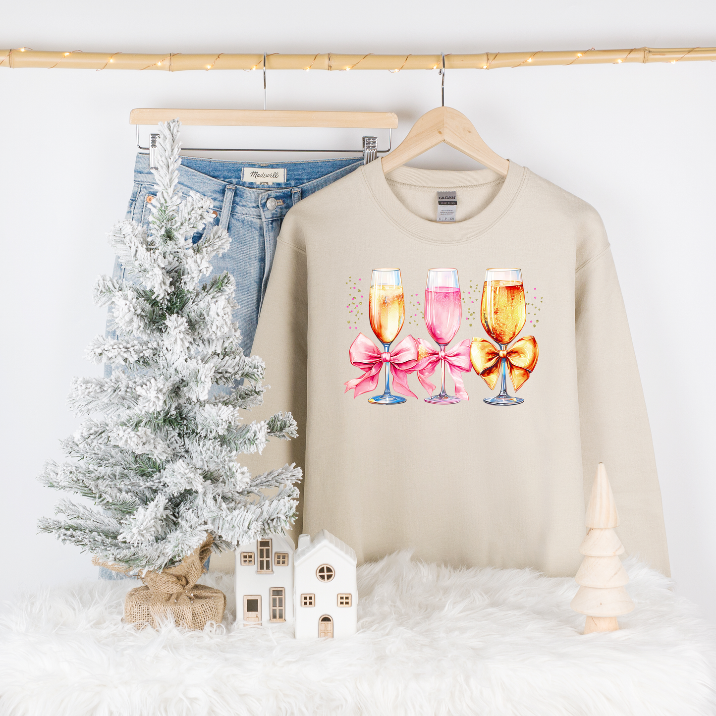 Watercolor Champagne Glass Trio DTF Transfer