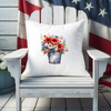 Watercolor Patriotic Flowers Metal Bucket Transfer