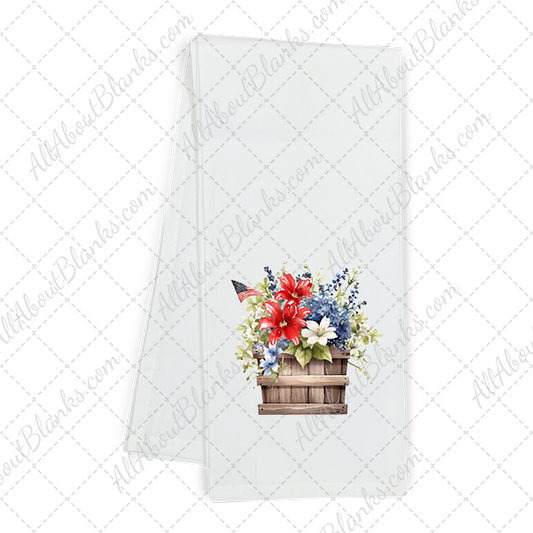 Watercolor Patriotic Flowers Wood Bucket Transfer