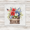 Watercolor Patriotic Flowers Wood Bucket Transfer
