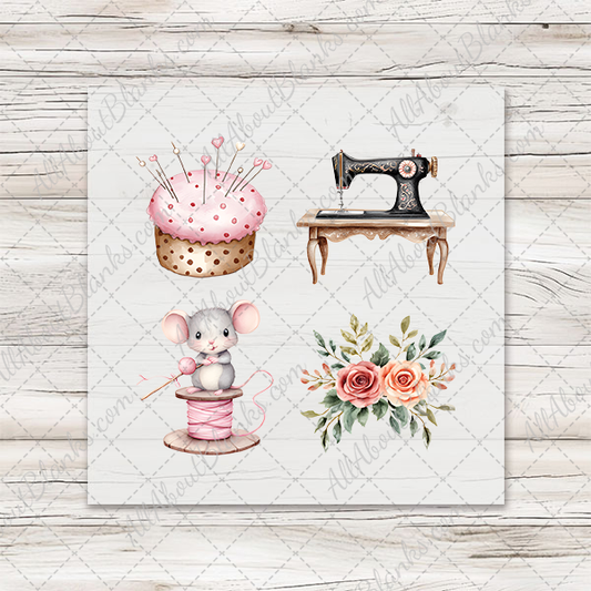 Watercolor Sewing - COCKTAIL NAPKIN SIZE