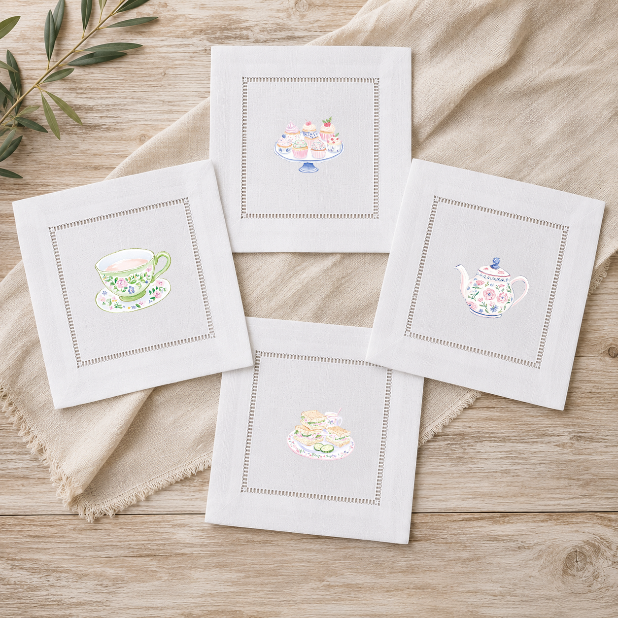 Watercolor Tea Party 1 - COCKTAIL NAPKIN SIZE