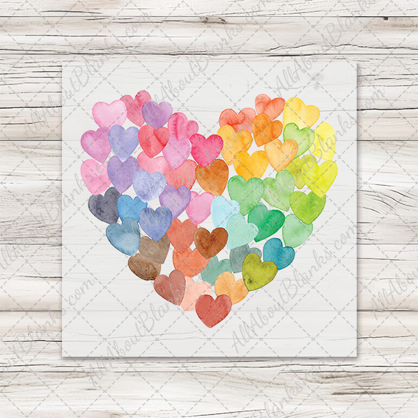 Watercolor Hearts DTF Transfer - T-SHIRT SIZE