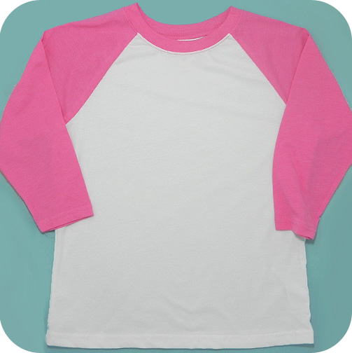 pink and gray raglan shirt