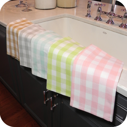 Kitchen Towels Set Of 3 Buffalo Checks Aqua/white Color Kitchen