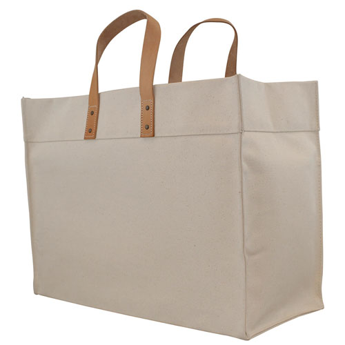 Natural Canvas Utility Tote with Leather Handles