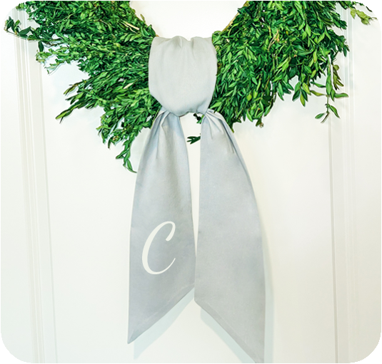 Monogrammed Wreath Sash Linen