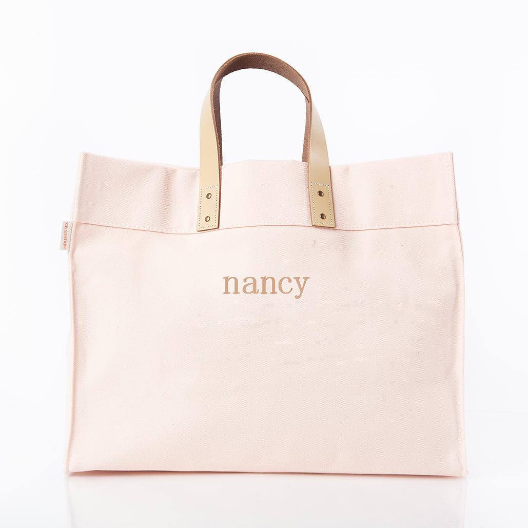 Canvas Utility Tote with Leather Handles