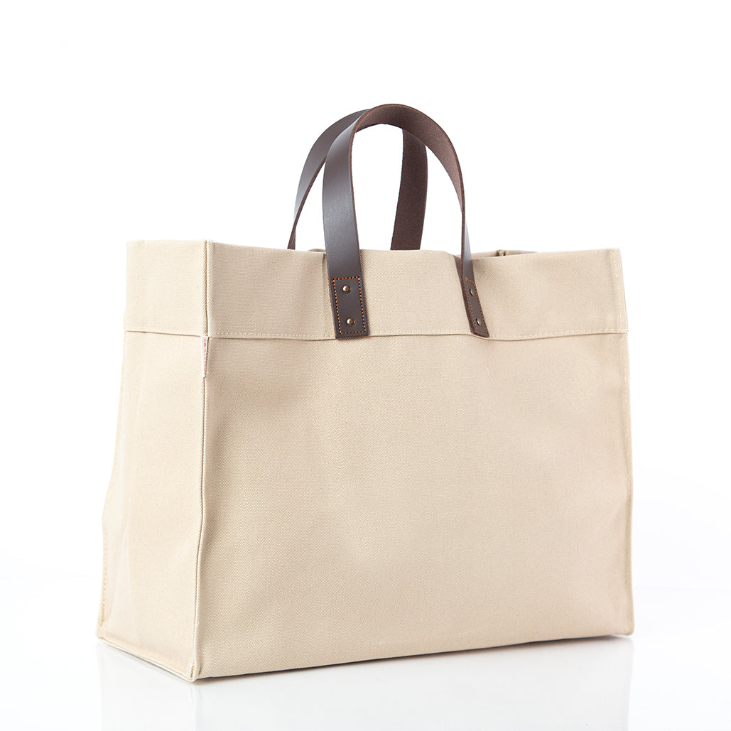Canvas Utility Tote with Leather Handles