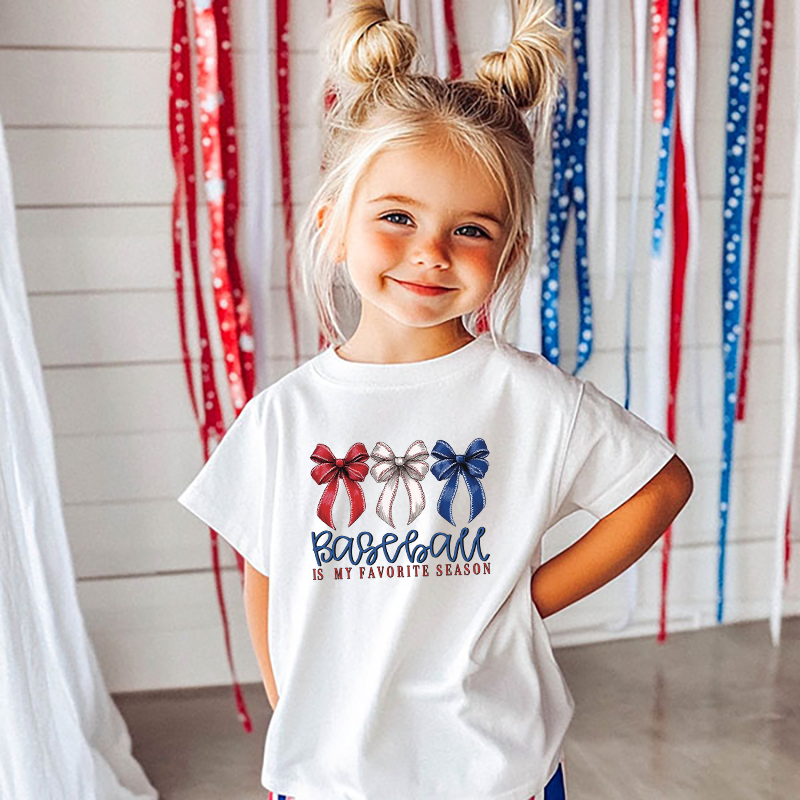 Baseball Is My Favorite Season Patriotic Bows Transfer