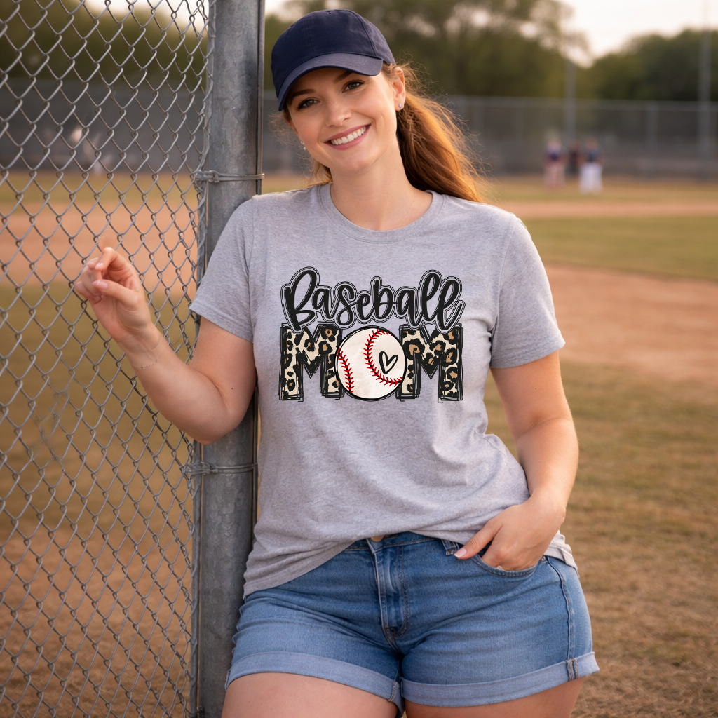 Baseball Mom Leopard Print Transfer