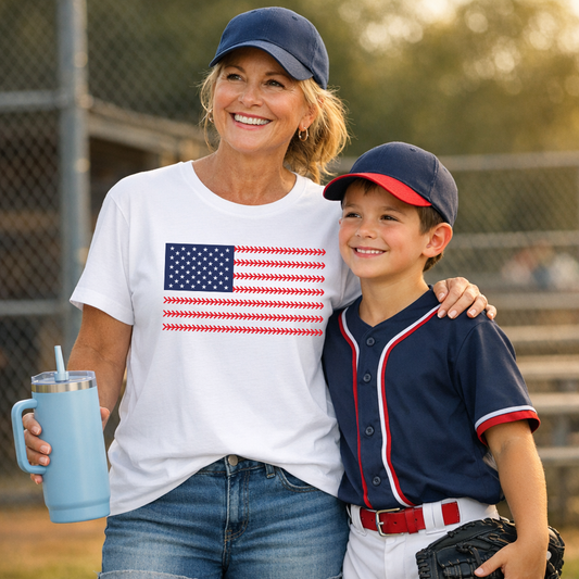 Baseball Stitch American Flag Transfer