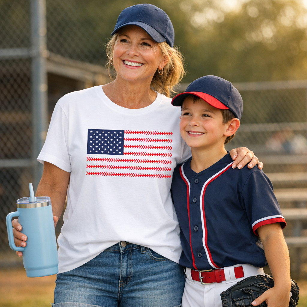 Baseball Stitch American Flag Transfer