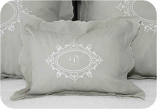 Beige Linen Royal Crest Boudoir Pillow