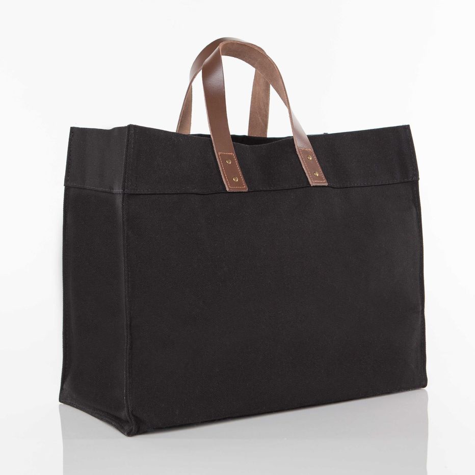 Canvas Utility Tote with Leather Handles