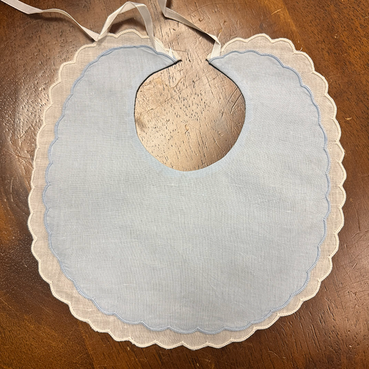 Blue Linen Heirloom Bib - Irregular