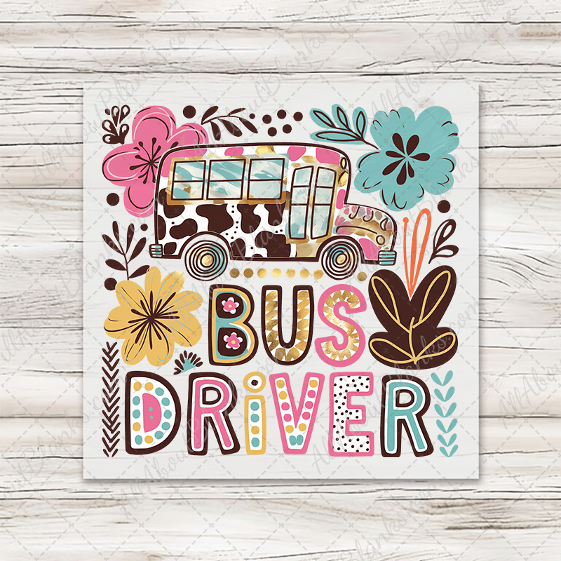 Boho Floral Bus Driver T-Shirt Transfer